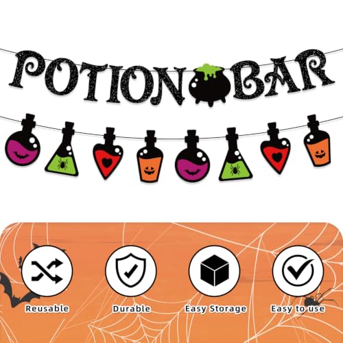 Halloween Party Decorations Potion Bar Glitter Banner - Spooky Halloween Decor