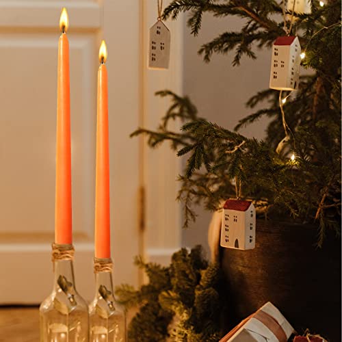 10 Inch Orange Taper Candles Set - Fall Wedding Birthday Party Home Decor