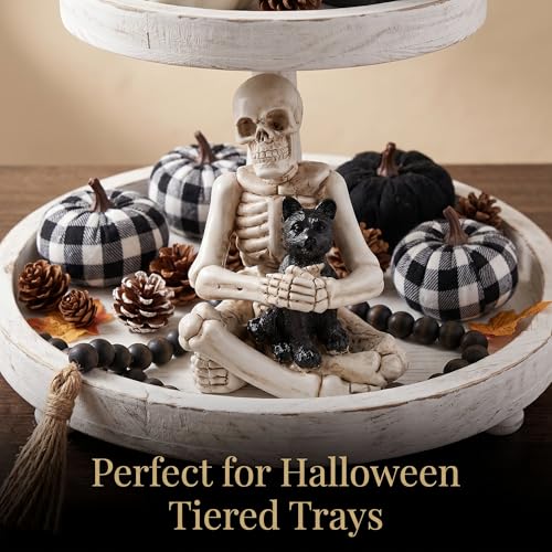 Gothic Halloween Skeleton with Dog Figurine - Spooky Home Decor, Skeleton Decorations