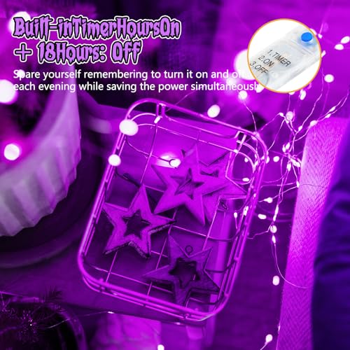 6 Pack Battery Operated Purple Fairy Lights for Halloween Decor