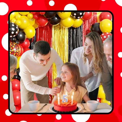 Red Yellow Black Balloon Arch Garland Kit Birthday Party Decorations - Sibling Variation