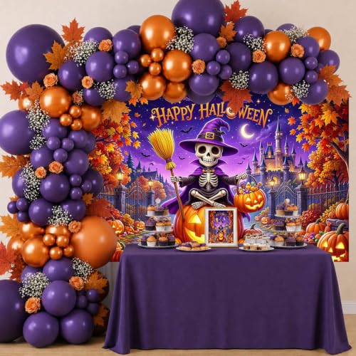 Halloween Banner Witch Theme Purple 70.8x43.3 Inches - Horror Party Decor