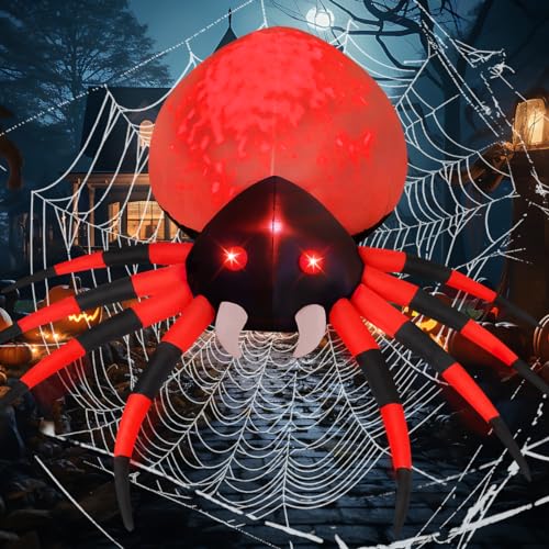 Halloween Inflatable Spider Decoration with LED Lights - 5 & 8 Feet Outdoor Yard Decor