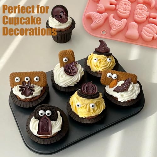 Pink Halloween Silicone Molds 3-Pack for Baking Candy & Cake Decorating