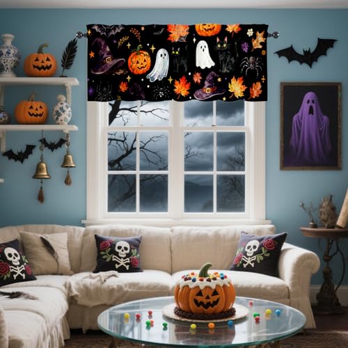 Halloween Skull Kitchen Window Valance - 54" W x 18" L, Pack of 1