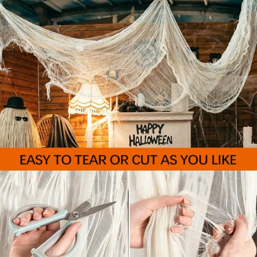 26FT Large Halloween Creepy Gauze Cloth Wall Decor Outdoor Indoor Webbing Halloween Decoration