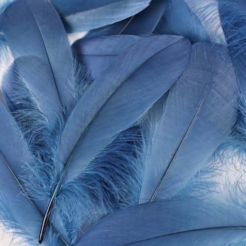 Natural Navy Goose Feathers Bulk 120pcs 6-8 inch for Crafts Weddings Party