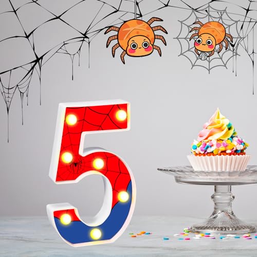Spider Birthday Party Decoration - 5th LED Number Lights for Kids Party
