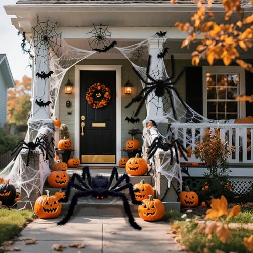 6-Pack Large Fake Spiders Halloween Yard Indoor Outdoor Decor Set