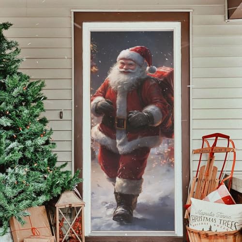 Christmas Santa Door Cover - Stretch Fabric Holiday Porch Decoration 35x79 in Variation of THIS listing