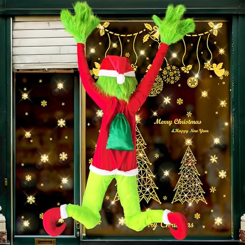 Red Green Monster Christmas Decorations, 5.2FT Outdoor Indoor Tree Decor, Pose-able Santa Body