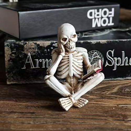 Cross-Legged Skeleton Figurine Halloween Decor Gothic Horror Sculpture