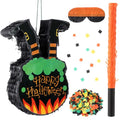 Halloween Witch Legs Piñata Set with Blindfold Bat & Confetti for Party Decorations
