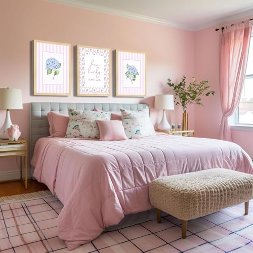 Unframed Pink and Blue Hydrangea Wall Art - 16x24in Canvas Poster - Trendy Home Decor