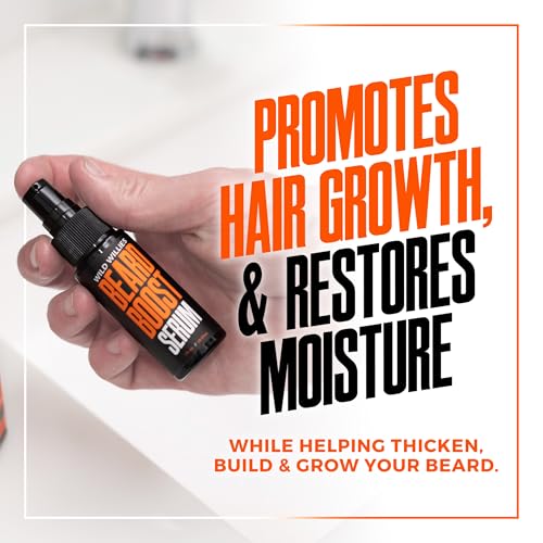 Wild Willies Beard Growth Kit - Premium Derma Roller & Beard Boost Serum - Microneedle Roller & Beard Hair Growth Serum with Biotin & Caffeine for Fuller Beard, Scalp Care - Easy to Use Kit with Case