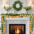 9 Ft Artificial Norfolk Pine Garland with Orange Slices Christmas Decor for Indoor & Outdoor Holiday Festivities