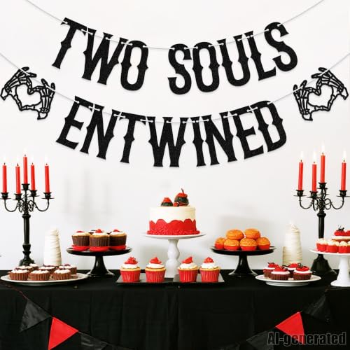 Halloween Wedding Banner Two Souls Entwined Party Decorations Bride or Die