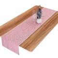 Red Striped Cotton Linen Table Runner 13 x 53 Inches - Rustic Home Decor