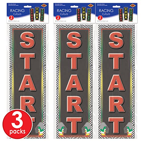 Racing Sports Theme Party Decorations - 9 Cutouts 20" x 6" Set