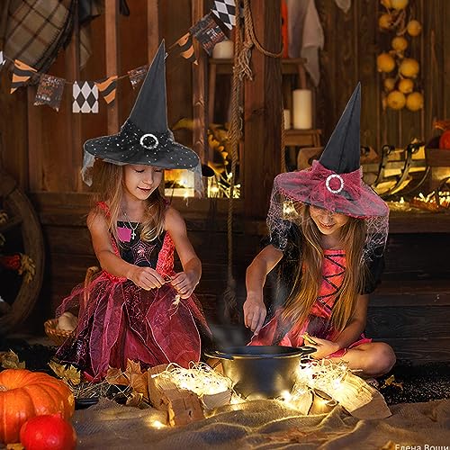 Kids Lace Purple Witch Hat for Halloween Party Cosplay - Medium