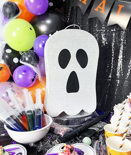 Ghost Halloween Piñata with Stick - 17 Inch Spooky Party Decor & Favors - Variation of Ghost Halloween