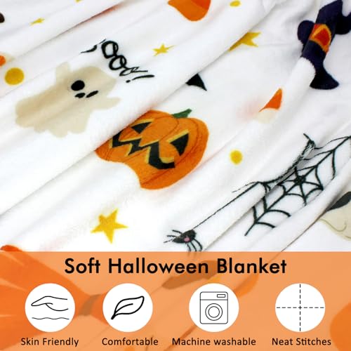 Halloween Pumpkin Bat Spider Throw Blanket Soft Warm Plush Bed Couch Decor