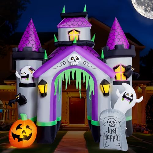 12FT Inflatable Haunted Castle Archway Halloween Yard Decor with LED Lights
