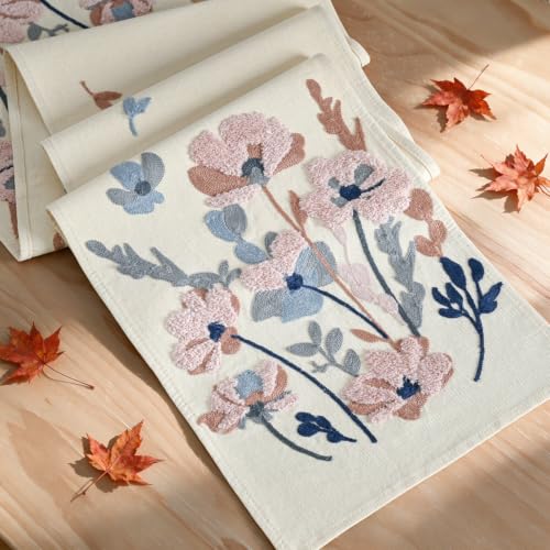 3D Chain Embroidery Table Runner 13x72 Inch - Durable Home Decor
