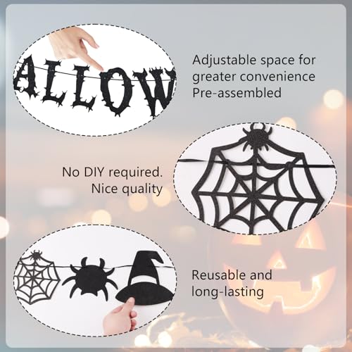 Halloween Banners Set - Spooky Hanging Garland with Pumpkins, Ghosts & Witch Hats