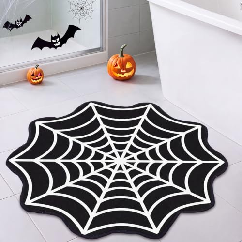 Halloween Bath Mat Set 3 Pieces Spider Web Non Slip Bathroom Rugs