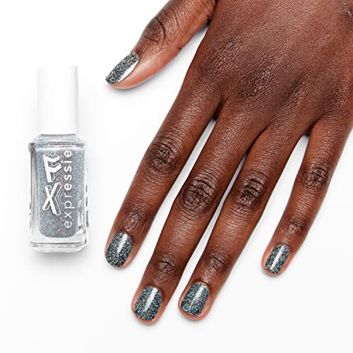 essie Expressie FX Quick-Dry Vegan Nail Polish, Silver Glitter Top Coat, 0.33 fl oz