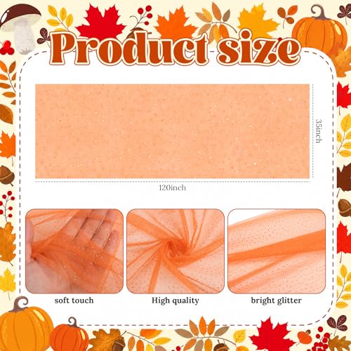 Halloween Table Runner 10 ft Orange Metallic Foil Sheer Fall Decor - Variation of THIS listing