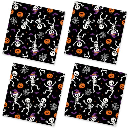 Halloween Paper Napkins Dancing Skeleton Skull Design 50 Pcs - Skull & Pumpkin Variation