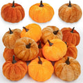 Artificial Velvet Mini Pumpkin Decor Set - Fall Autumn Home Decorations, 12 Pieces