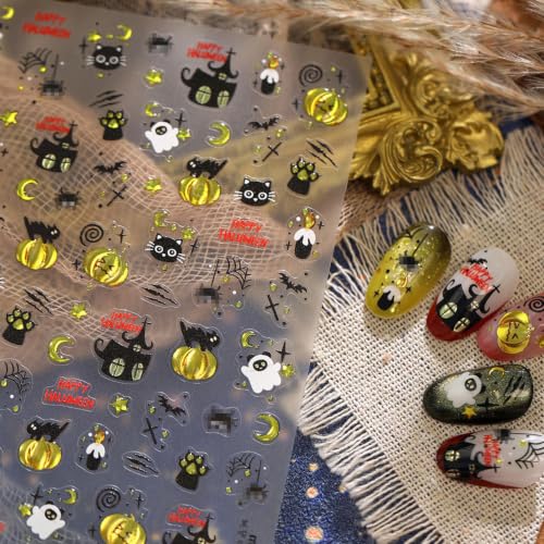 Halloween Nail Stickers Pumpkin Ghost Cat Self-Adhesive Decals - Color63