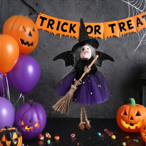 Halloween Witch Decor Set - Small Hanging Ornaments for Tree, Garland, Tiered Tray, Kitchen, Home Decor