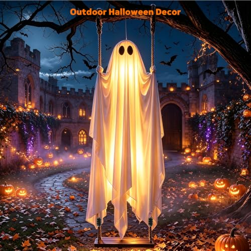 Halloween Hanging Ghost Decorations with Lights, 5.8ft, 200lb Capacity