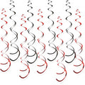 32 PCS Red Black Hanging Swirl Decorations - Sparkling Ceiling Streamers for Party