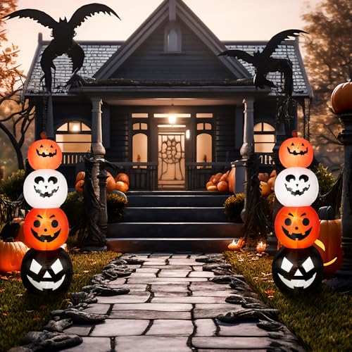 Halloween Inflatable Pumpkin Light Up Yard Decor - 4.6 ft, 2 Pack - Variation: Pumpkin
