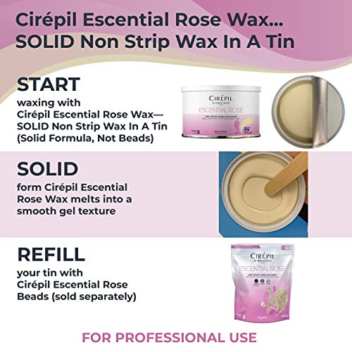 Cirepil Escential Rose Stripless Hard Wax Tin 14.11oz - Gentle Hair Removal