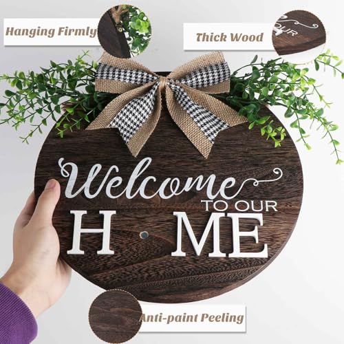 Welcome to Our Home Wooden Door Sign - Multicolor Welcome Sign-1, 12x12 Inch