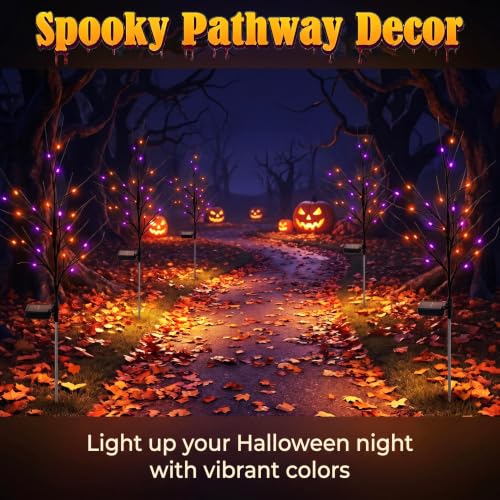 Black & Orange Purple Solar Halloween Tree Lights 2 Pack - Variation of THIS listing