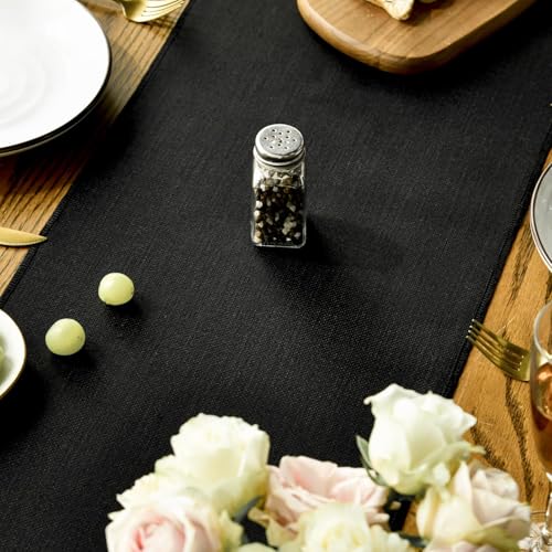 Black Tassel Table Runner 13x72 Inch Halloween Rustic Farmhouse Dining Decor