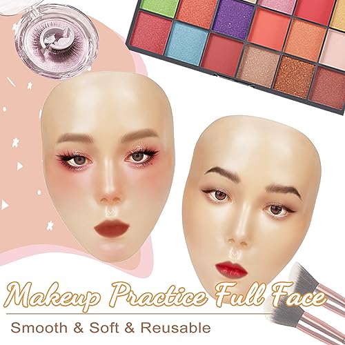 Bright Silicone Makeup Practice Face Board with Kit - Mannequin for Beginners & Professionals