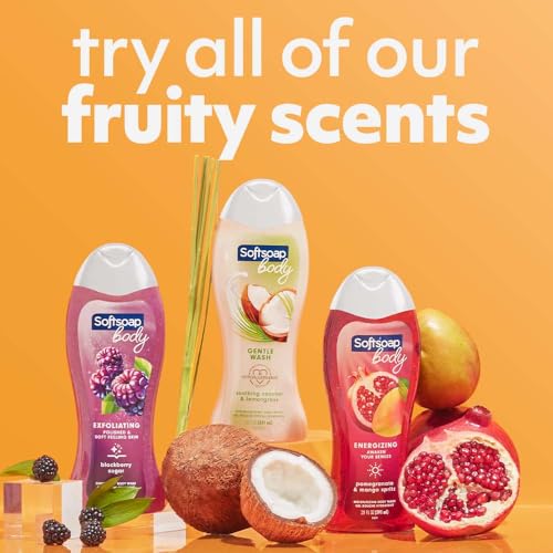 Softsoap Body Wash, Pomegranate & Mango Spritz Body Wash, 20 Fl Oz (Pack of 4)
