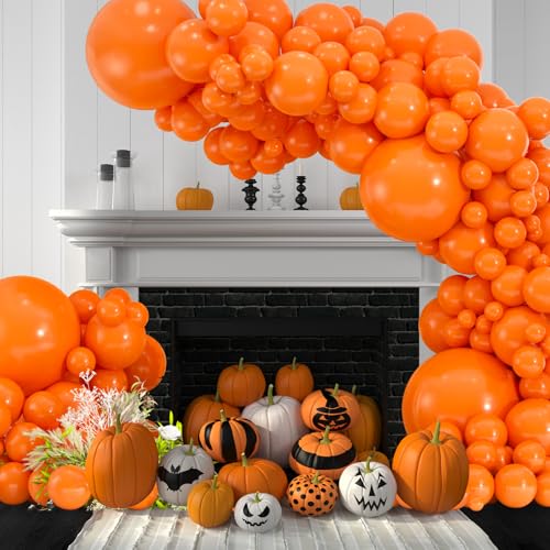 Orange Latex Balloon Kit - 114 Pcs with 4 Sizes & Accessories - Variation: Orange
