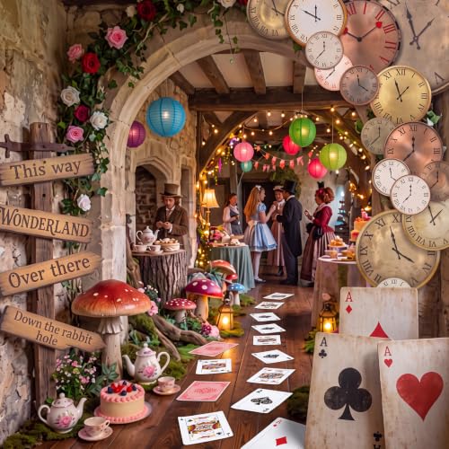 Wonderland Tea Party Poker Card Floor Stickers - 20pcs Decorative Decals
