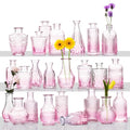 Pink Glass Small Flower Vases Set - 24 Pack for Party Centerpieces