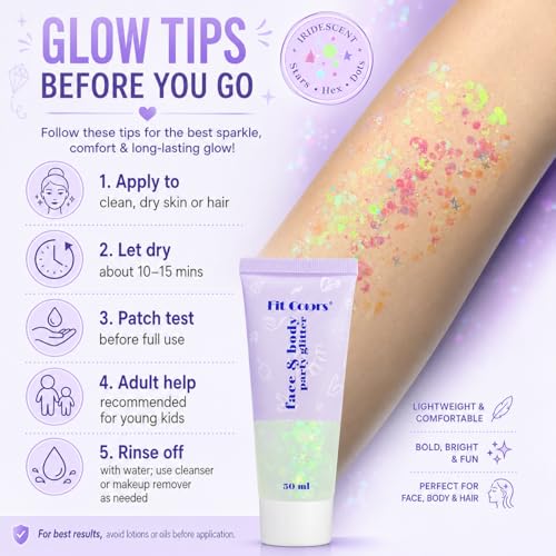 Clear White Body Glitter - Mermaid Face Glitter Gel for Festivals & Halloween
