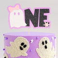 Halloween Ghost First Birthday Cake Topper - Halloween Theme Decor with Glitter
